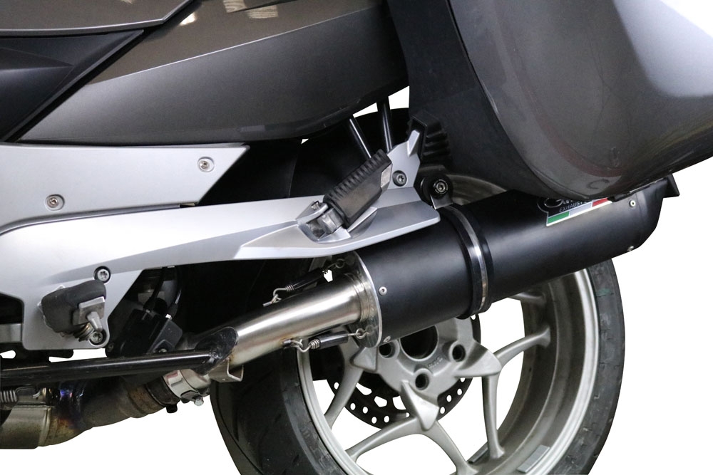 Scarico compatibile con Bmw R 1200 Rt 2009-2013, Furore Nero, Scarico omologato, silenziatore con db killer estraibile e raccordo specifico