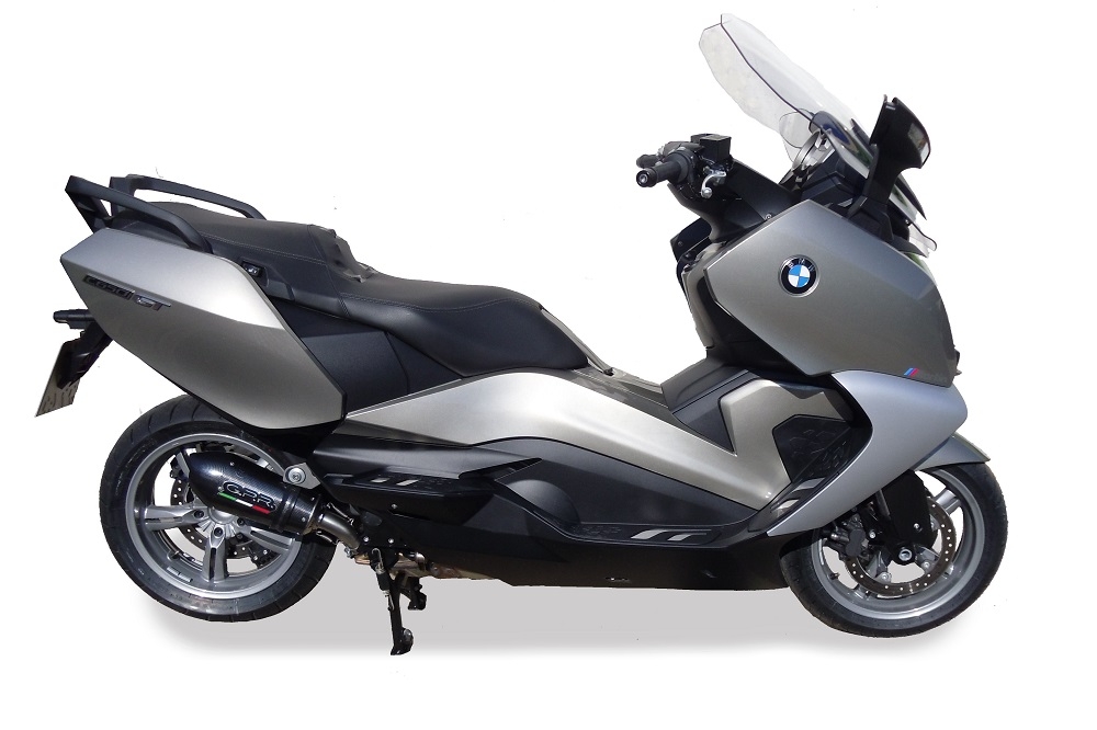 Scarico compatibile con Bmw C 650 Gt 2012-2015, Gpe Ann. Poppy, Scarico omologato, silenziatore con db killer estraibile e raccordo specifico