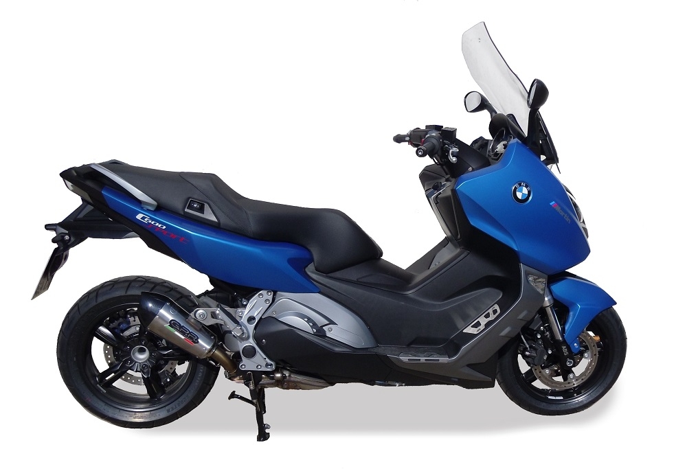 Scarico compatibile con Bmw C 600 Sport 2012-2016, Gpe Ann. titanium, Scarico omologato, silenziatore con db killer estraibile e raccordo specifico