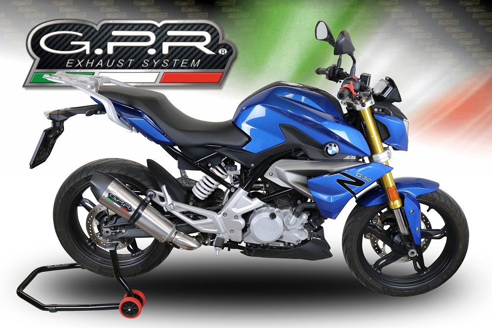 Scarico compatibile con Bmw G 310 R 2022-2024, GP Evo4 Titanium, Scarico completo omologato,fornito con db killer estraibile,catalizzatore e collettore