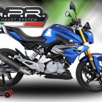 Scarico compatibile con Bmw G 310 R 2017-2021, M3 Black Titanium, Scarico completo omologato,fornito con db killer estraibile,catalizzatore e collettore