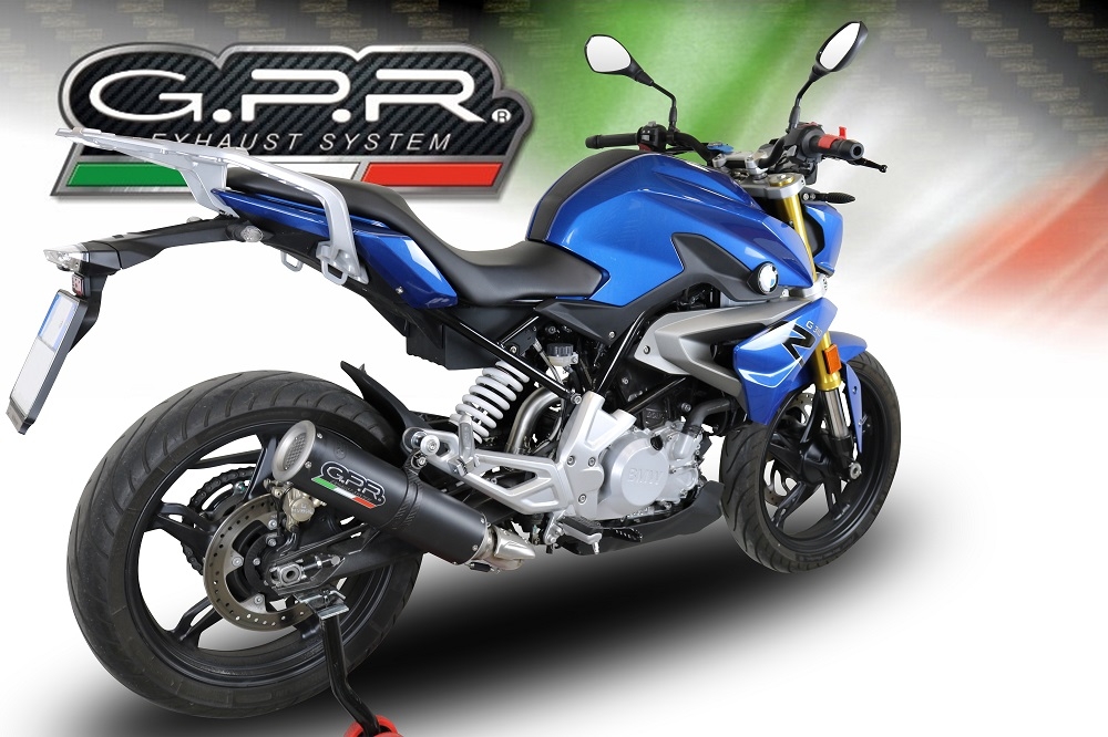 Exhaust system compatible with Bmw G 310 R 2017-2021, M3 Black Titanium, Homologated legal full system exhaust, including removable db killer and catalyst 