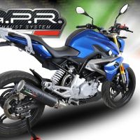 Exhaust system compatible with Bmw G 310 R 2022-2024, M3 Black Titanium, Homologated legal full system exhaust, including removable db killer and catalyst 