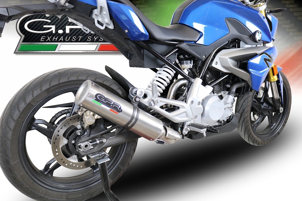 Exhaust system compatible with Bmw G 310 R 2022-2024, M3 Titanium Natural, Homologated legal full system exhaust, including removable db killer and catalyst 