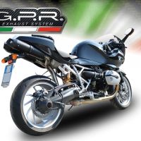 Scarico compatibile con Bmw R 1200 S 2006-2008, Furore Nero, Coppia di terminali di scarico omologati, forniti con db killer removibili e raccordi specifici