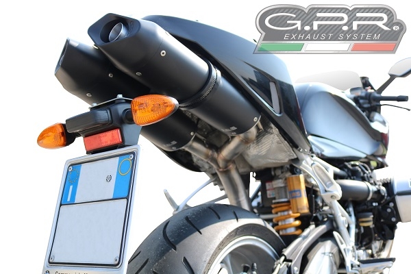 Exhaust compatible with Bmw R 1200 S 2006-2008, Furore Nero, Dual Homologated legal slip-on exhaust including removable db killers and link pipes 
