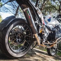 Exhaust system compatible with Bmw R 1250 Gs - Adventure 2019-2020, M3 Black Titanium, Homologated legal slip-on exhaust including removable db killer and link pipe 