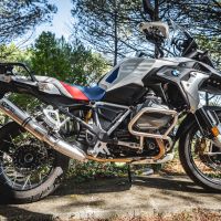 Exhaust system compatible with Bmw R 1250 Gs - Adventure 2019-2020, M3 Titanium Natural, Homologated legal slip-on exhaust including removable db killer and link pipe 