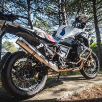Exhaust system compatible with Bmw R 1250 Gs - Adventure 2021-2024, M3 Titanium Natural, Homologated legal slip-on exhaust including removable db killer and link pipe 