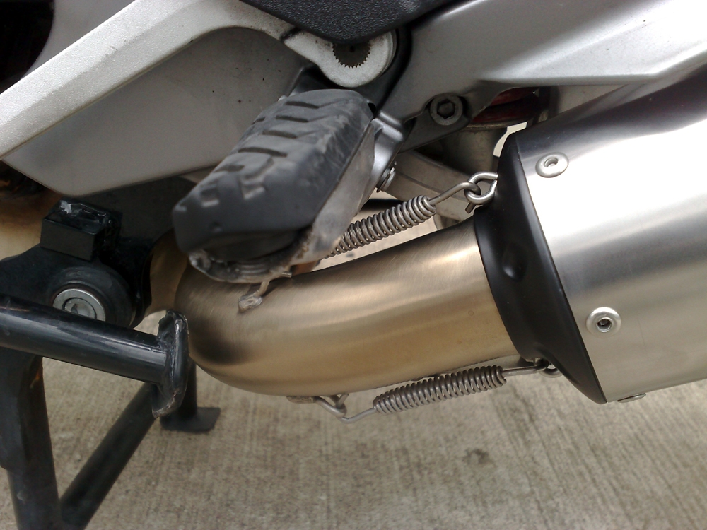 Exhaust system compatible with Moto Guzzi Breva 1100 4V 2005-2010, Trioval, Homologated legal slip-on exhaust including removable db killer and link pipe 