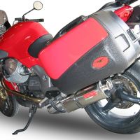 Scarico compatibile con Moto Guzzi Breva 1100 4V 2005-2010, Trioval, Scarico omologato, silenziatore con db killer estraibile e raccordo specifico