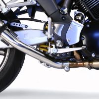 Exhaust system compatible with Yamaha Bt Bulldog 1100 2002-2007, Gpe Ann. Poppy, Dual Homologated legal slip-on exhaust including removable db killers and link pipes 