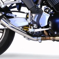 Exhaust system compatible with Yamaha Bt Bulldog 1100 2002-2007, Ghisa , Dual Homologated legal slip-on exhaust including removable db killers and link pipes 