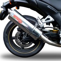 Scarico compatibile con Yamaha Bt Bulldog 1100 2002-2007, Trioval, Coppia di terminali di scarico omologati, forniti con db killer removibile, catalizzatori e raccordi specifici