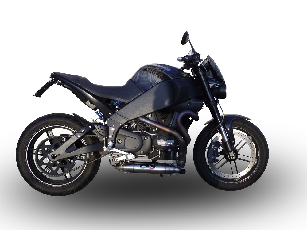 Exhaust system compatible with Buell Xb 12 2003-2007, Deeptone Inox, Dual Homologated legal slip-on exhaust including removable db killers and link pipes 