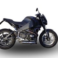 Scarico compatibile con Buell Xb 9 2008-2012, Deeptone Inox, Coppia di terminali di scarico omologati, forniti con db killer removibile, catalizzatori e raccordi specifici