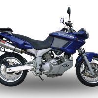 Scarico compatibile con Cagiva Navigator 1000 2000-2005, Trioval, Coppia di terminali di scarico omologati, forniti con db killer removibili e raccordi specifici