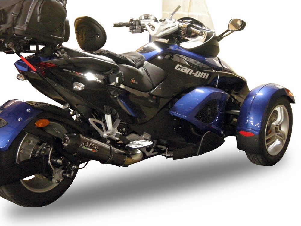 Exhaust compatible with Can Am Spyder 1000 i.e. Rs 2008-2012, Gpe Ann. Poppy, Homologated legal slip-on exhaust including removable db killer and link pipe 