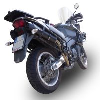 Scarico compatibile con Aprilia Etv Caponord 1000 Rally 2001-2007, Furore Nero, Coppia di terminali di scarico omologati, forniti con db killer removibile, catalizzatori e raccordi specifici