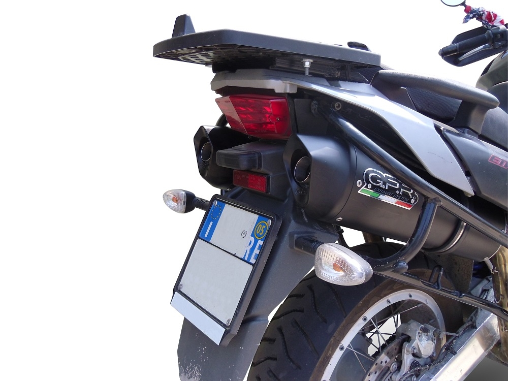 Scarico GPR compatibile con  Aprilia Etv Caponord 1000 Rally 2001-2007, Furore Nero, Coppia di terminali di scarico omologati, forniti con db killer removibili e raccordi specifici