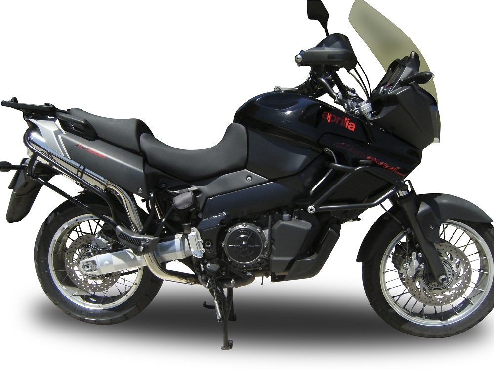 Scarico compatibile con Aprilia Etv Caponord 1000 Rally 2001-2007, Trioval, Coppia di terminali di scarico omologati, forniti con db killer removibili e raccordi specifici