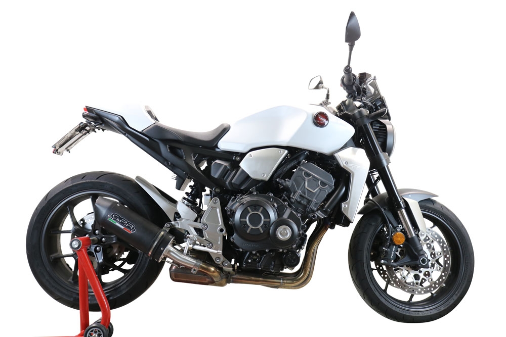 Scarico compatibile con Honda Cb 1000 R 2021-2024, Furore Nero, Terminale di scarico racing, con raccordo, senza omologazione