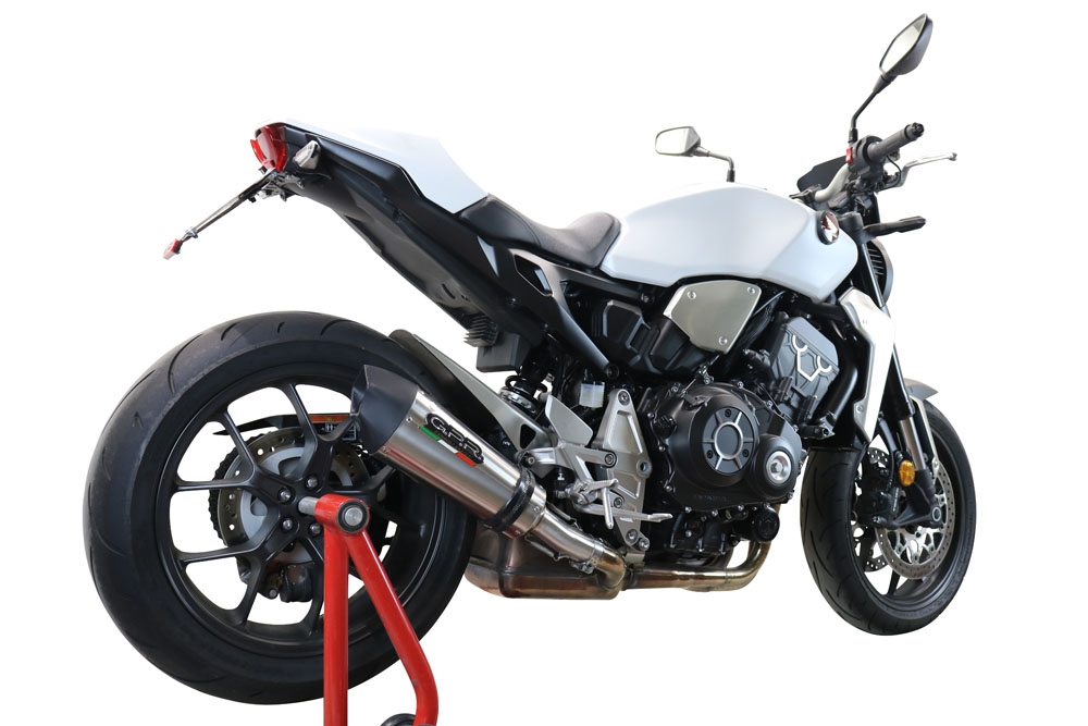 Exhaust system compatible with Honda Cb 1000 R 2018-2020, GP Evo4 Titanium, Homologated legal slip-on exhaust including removable db killer and link pipe 