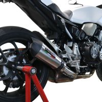 Exhaust system compatible with Honda Cb 1000 R 2018-2020, GP Evo4 Titanium, Homologated legal slip-on exhaust including removable db killer and link pipe 