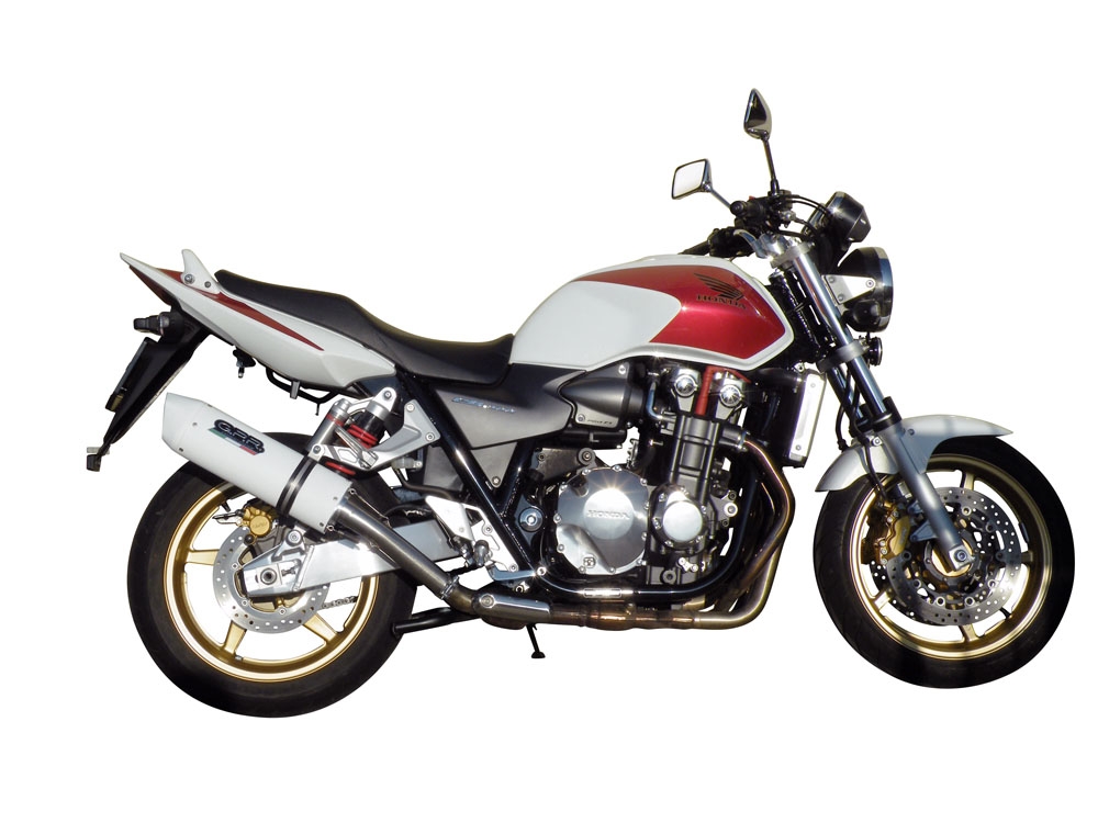 Scarico compatibile con Honda Cb 1300 2003-2012, Albus Ceramic, Scarico omologato, silenziatore con db killer estraibile e raccordo specifico