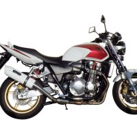 Exhaust system compatible with Honda Cb 1300 2003-2012, Albus Ceramic, Homologated legal slip-on exhaust including removable db killer and link pipe 