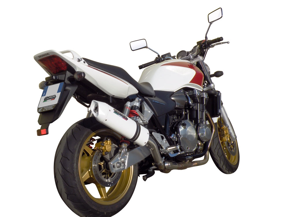 Scarico compatibile con Honda Cb 1300 2003-2012, Albus Ceramic, Scarico omologato, silenziatore con db killer estraibile e raccordo specifico