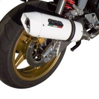 Exhaust system compatible with Honda Cb 1300 2003-2012, Albus Ceramic, Homologated legal slip-on exhaust including removable db killer and link pipe 