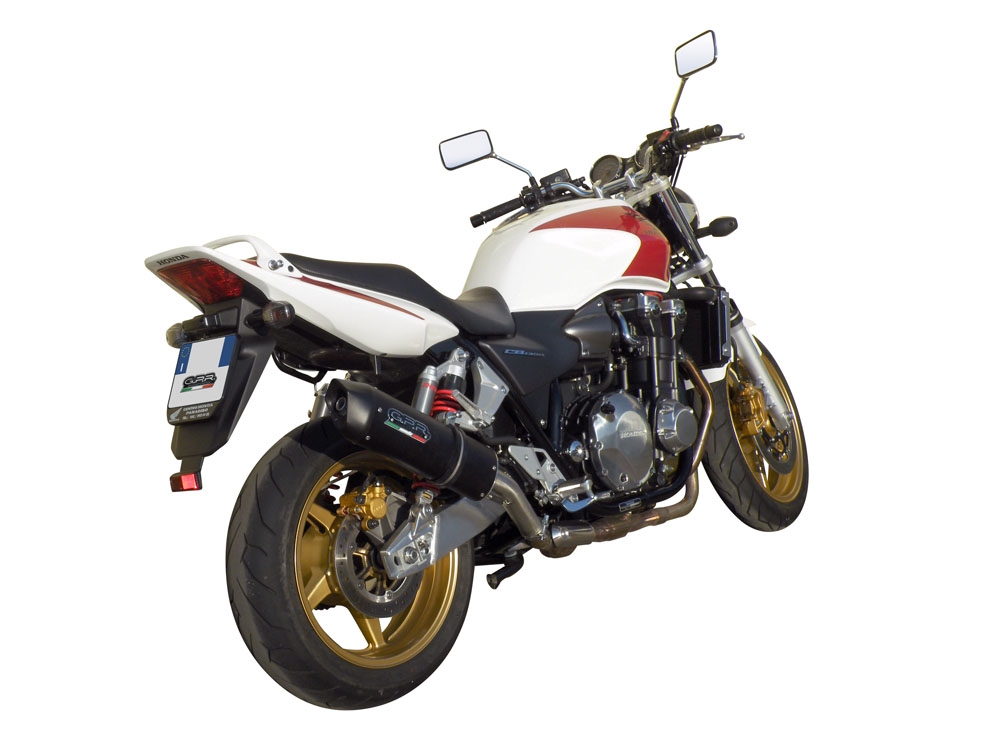 Scarico compatibile con Honda Cb 1300 2003-2012, Furore Nero, Scarico omologato, silenziatore con db killer estraibile e raccordo specifico