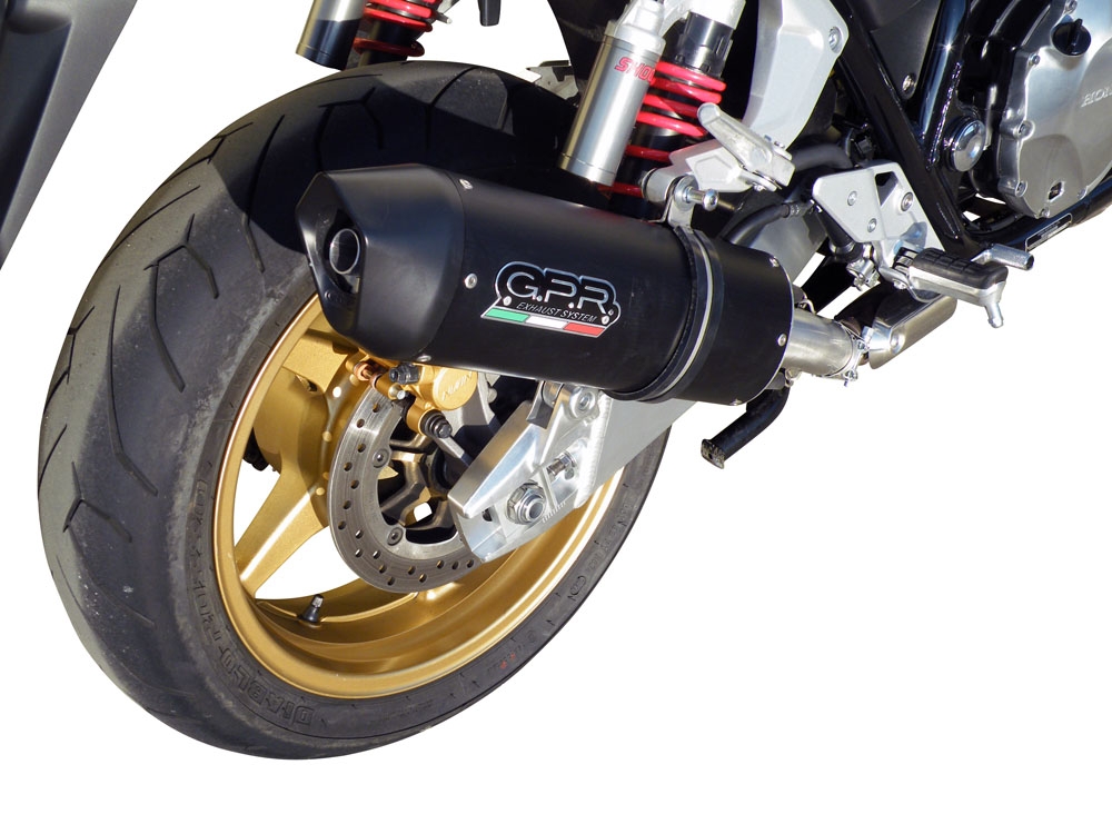 Scarico compatibile con Honda Cb 1300 2003-2012, Furore Nero, Scarico omologato, silenziatore con db killer estraibile e raccordo specifico