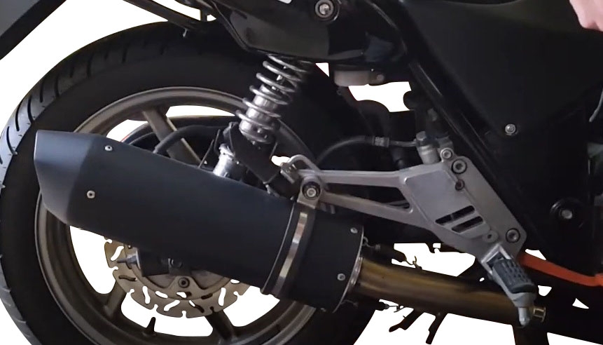 Exhaust system compatible with Honda Cb 500 - S 1993-2005, Furore Nero, Homologated legal slip-on exhaust including removable db killer and link pipe 