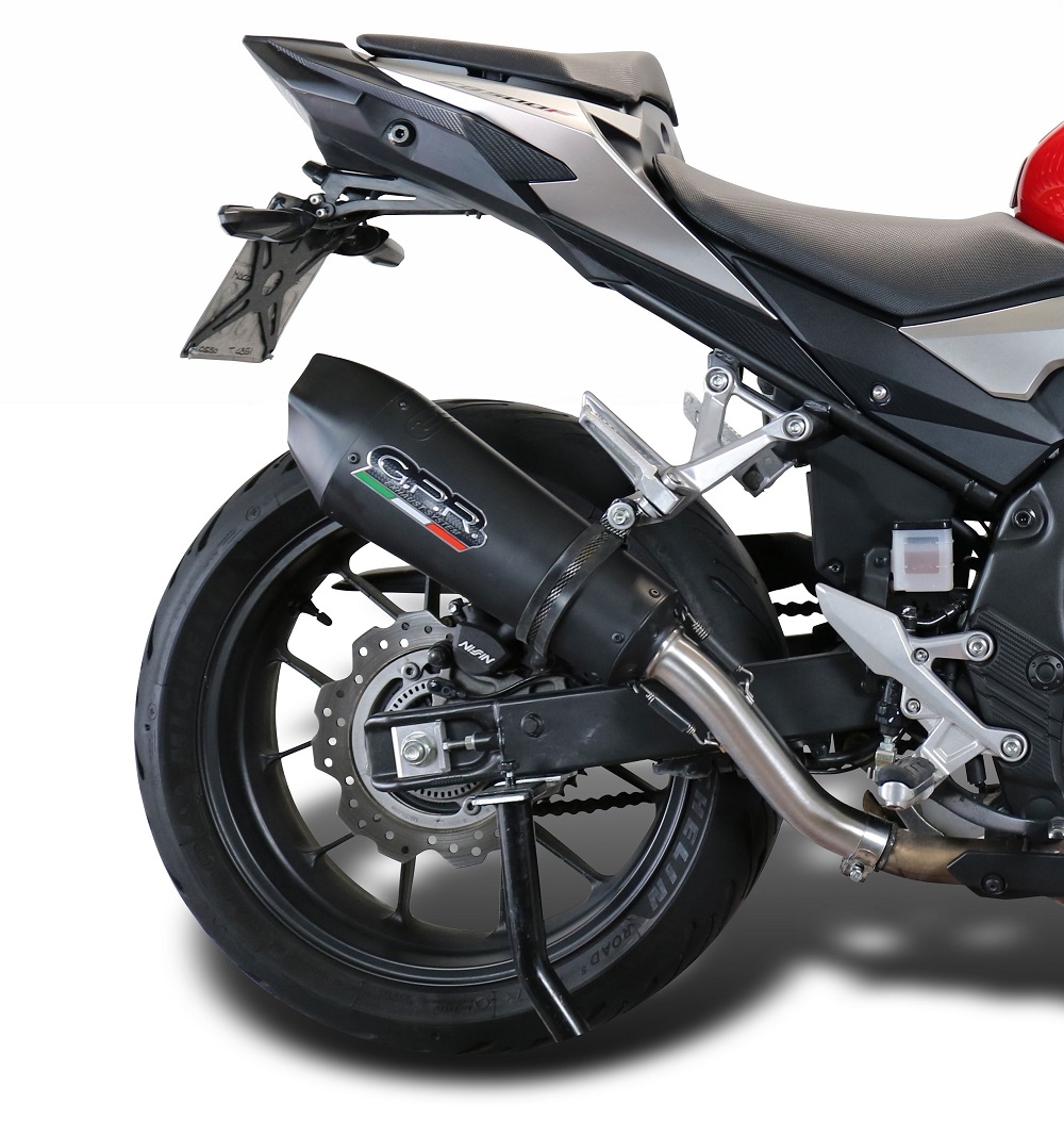Scarico GPR compatibile con  Honda Cb 500 X 2019-2025, New Grand Prix Evo Black Titanium, Scarico omologato, silenziatore con db killer estraibile e raccordo specifico