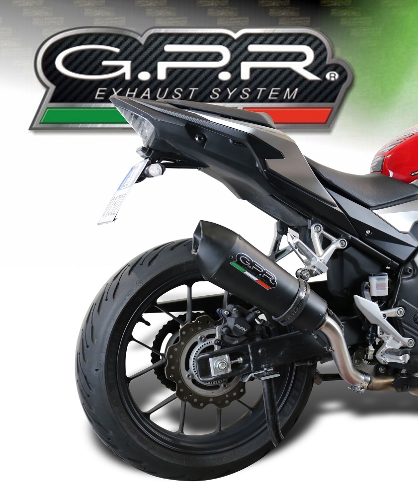 Exhaust system compatible with Honda Cb 500 X 2019-2024, GP Evo4 Black Titanium, Homologated legal slip-on exhaust including removable db killer and link pipe 
