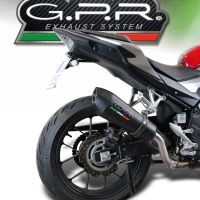 Exhaust system compatible with Honda Cb 400 X 2019-2024, GP Evo4 Black Titanium, Homologated legal slip-on exhaust including removable db killer and link pipe 