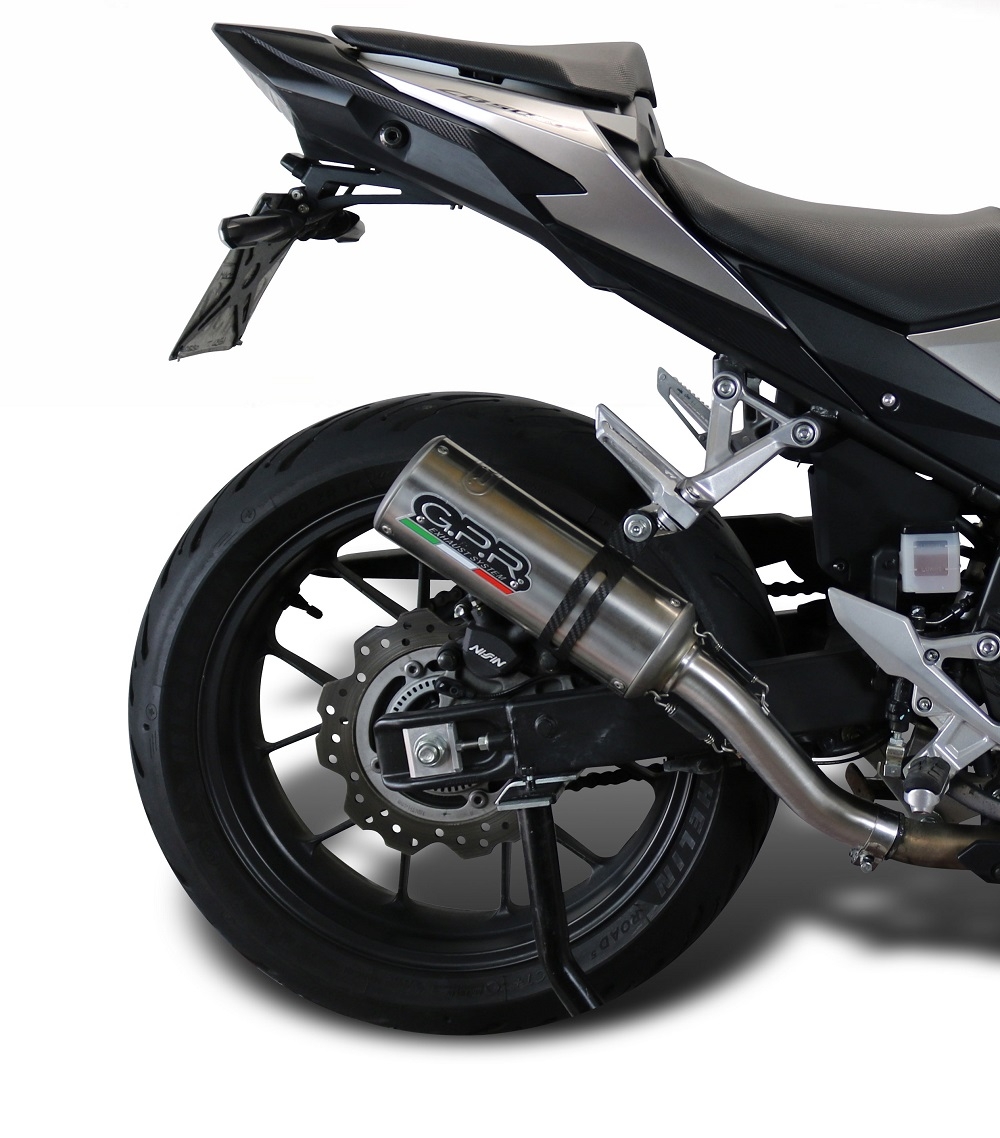 Exhaust system compatible with Honda Cb 500 X 2016-2018, M3 Inox , Homologated legal slip-on exhaust including removable db killer and link pipe 