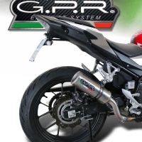 Exhaust system compatible with Honda Cb 500 X 2019-2024, M3 Titanium Natural, Homologated legal slip-on exhaust including removable db killer and link pipe 