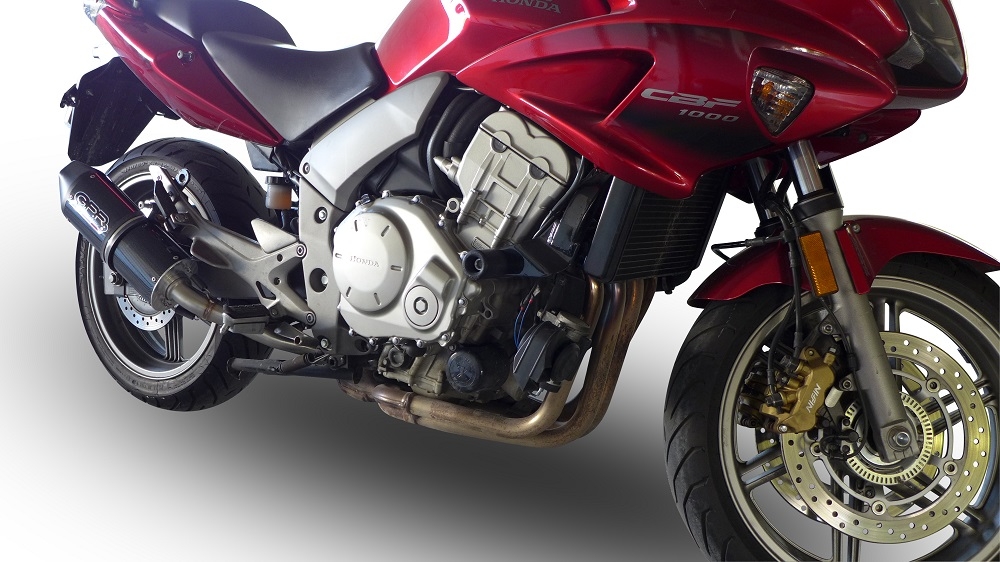 Scarico compatibile con Honda Cbf 1000 - ST 2006-2009, Furore Nero, Coppia di terminali di scarico omologati, forniti con db killer removibili e raccordi specifici