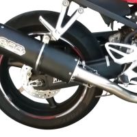 Exhaust system compatible with Honda Cbf 500 2004-2007, Furore Nero, Homologated legal slip-on exhaust including removable db killer and link pipe 