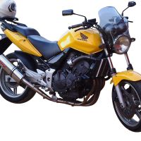 Exhaust system compatible with Honda Cbf 600 S I.E. 2007-2012, Trioval, Homologated legal slip-on exhaust including removable db killer and link pipe 