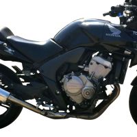 Exhaust system compatible with Honda Cbf 600 S I.E. 2007-2012, Trioval, Homologated legal slip-on exhaust including removable db killer and link pipe 