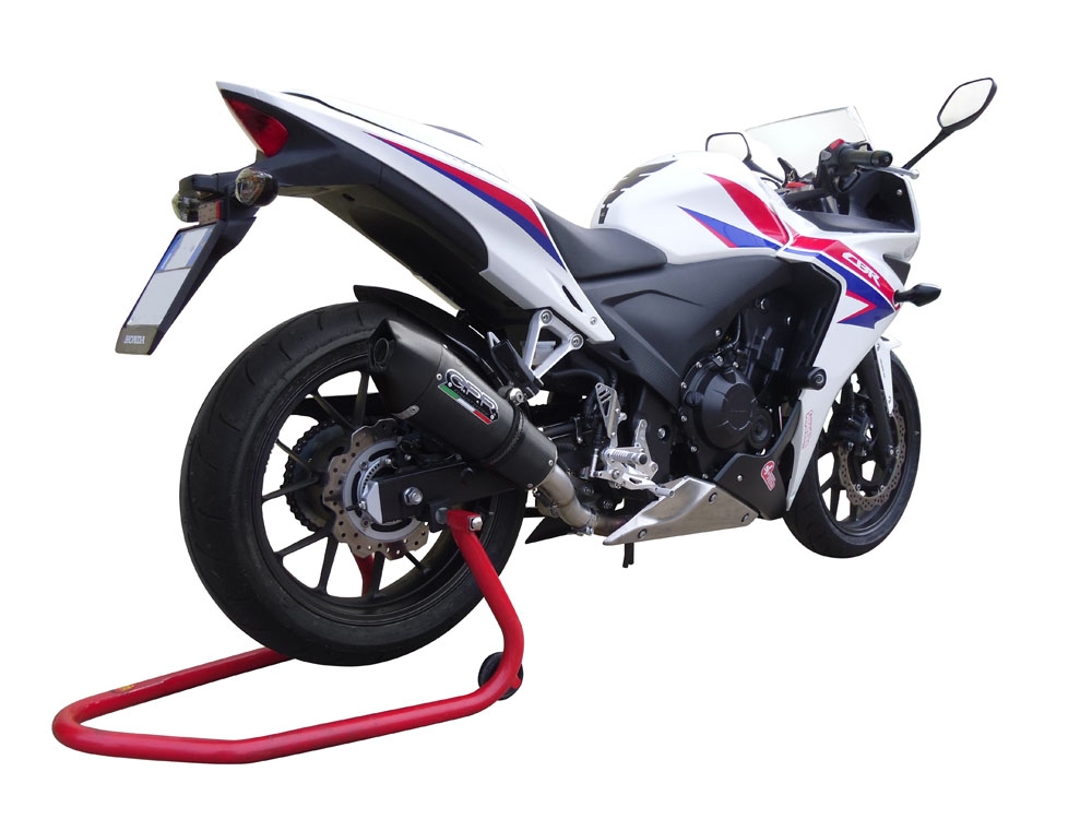 Exhaust compatible with Honda Cbr 500 R 2023-2024, GP Evo4 Black Titanium, Homologated legal slip-on exhaust including removable db killer and link pipe 
