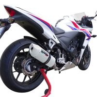 Exhaust system compatible with Honda Cbr 500 R 2012-2016, Albus Ceramic, Homologated legal slip-on exhaust including removable db killer and link pipe 
