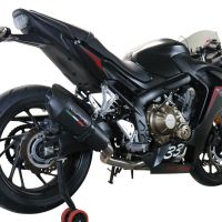 Exhaust system compatible with Honda Cbr 650 F 2017-2018, GP Evo4 Black Titanium, Homologated legal full system exhaust, including removable db killer and catalyst 