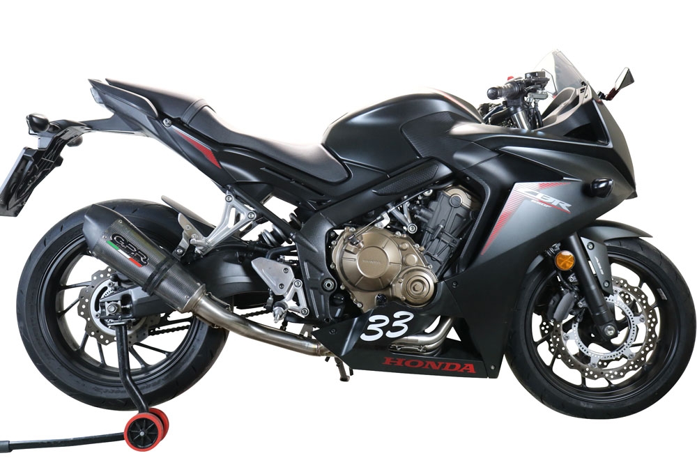 Exhaust system compatible with Honda Cbr 650 F 2017-2018, GP Evo4 Poppy, Homologated legal full system exhaust, including removable db killer and catalyst 