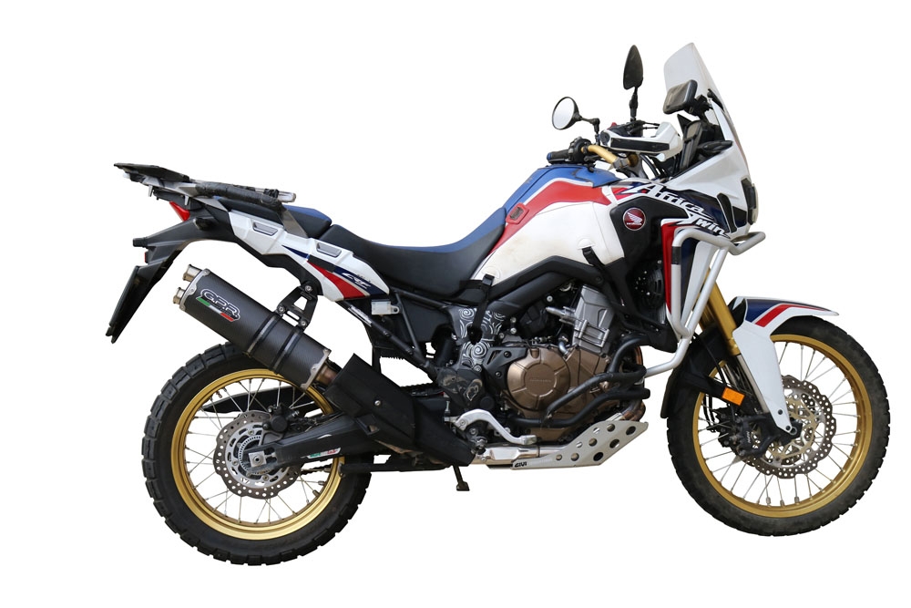 Exhaust system compatible with Honda Crf 1000 L Africa Twin 2018-2020, Dual Poppy, Homologated legal slip-on exhaust including removable db killer and link pipe 