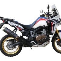 Exhaust system compatible with Honda Crf 1000 L Africa Twin 2015-2017, Dual Poppy, Homologated legal slip-on exhaust including removable db killer and link pipe 